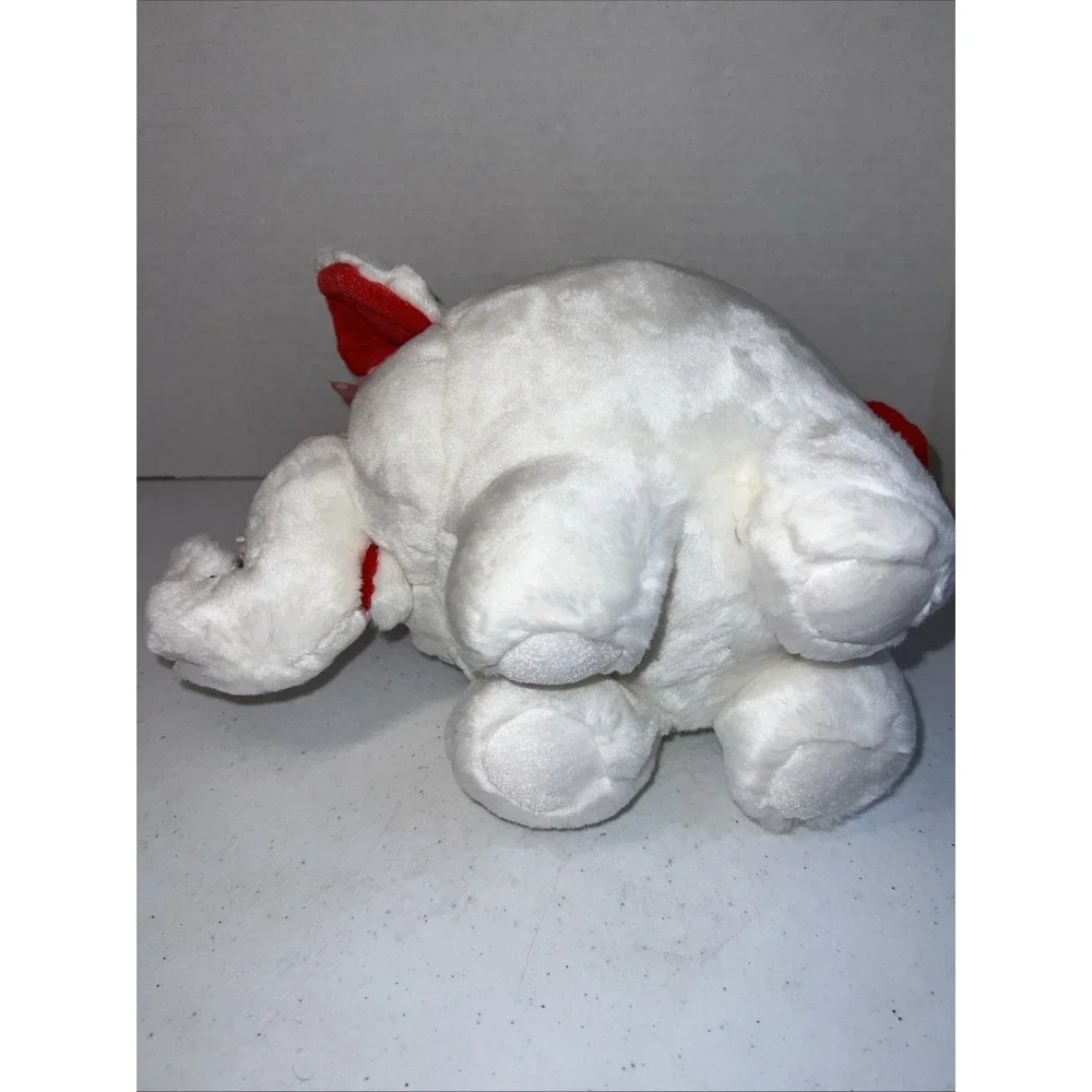 Vintage Walmart Plush White Elephant Red Polka Dot Bow Valentines Flower 10